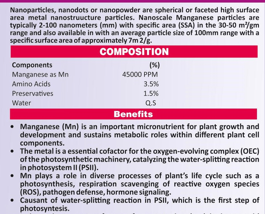 Nano Particle Manganese - SOUL SOCIETY FOR ORGANIC FARMING
