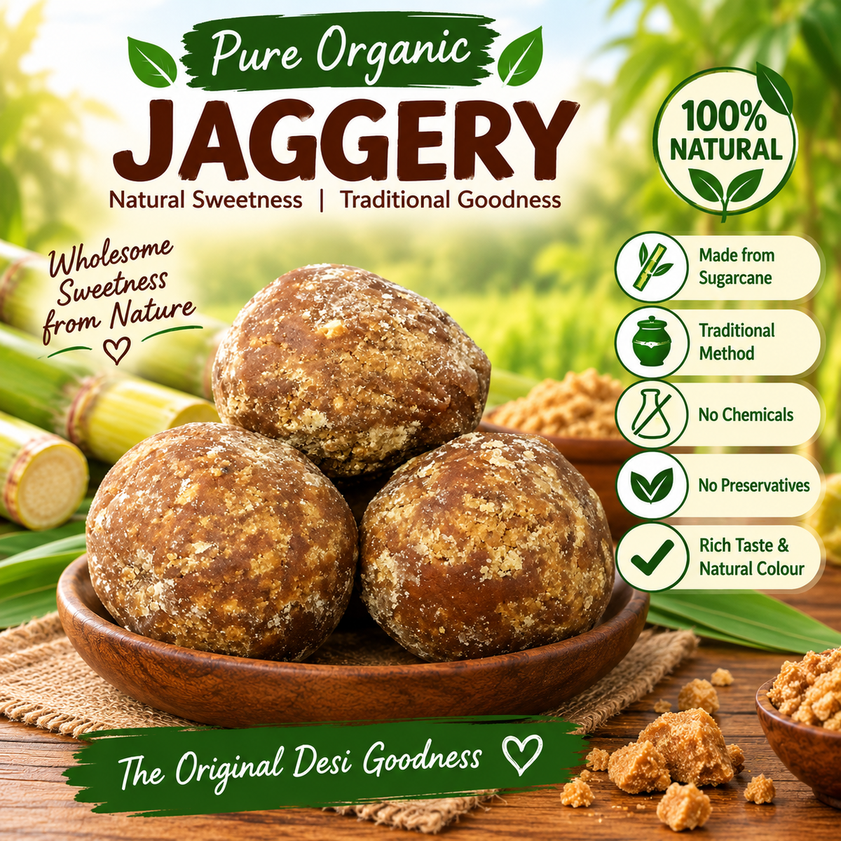 Pure Organic Jaggery – Natural Sweetness with Traditional Goodness