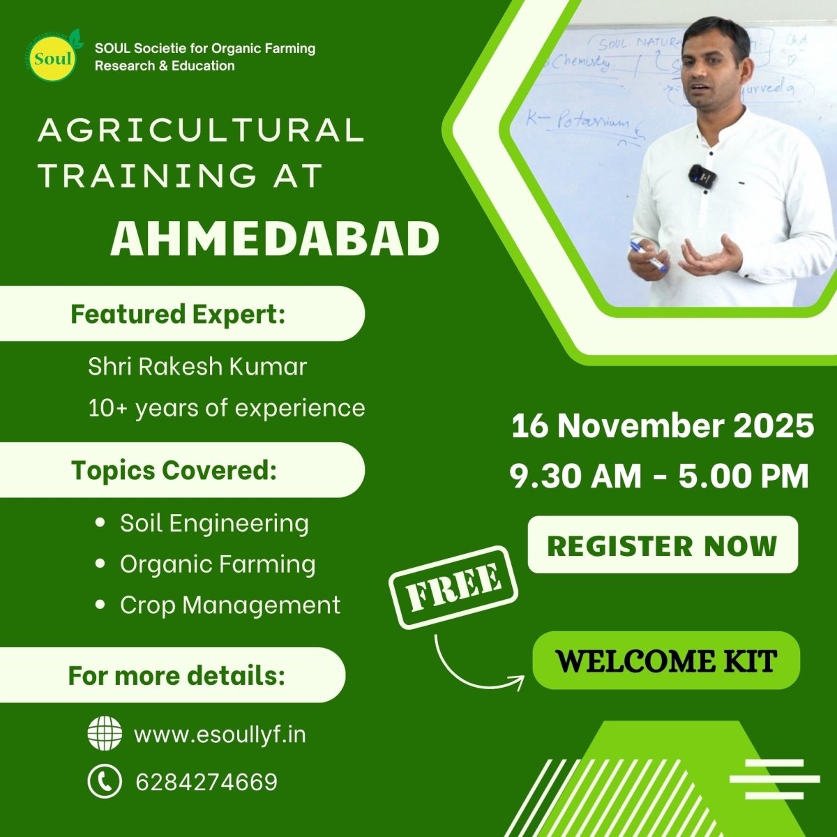 One day Organic Farming Training at Ahmedabad - SOUL SOCIETY FOR ORGANIC FARMING