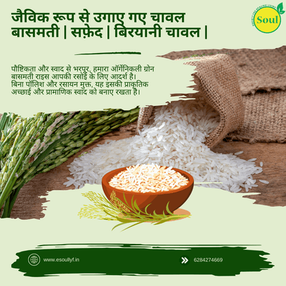Organically Grown Rice Basmati | White | Biryani Rice | PUSA 1121 - SOUL SOCIETY FOR ORGANIC FARMING
