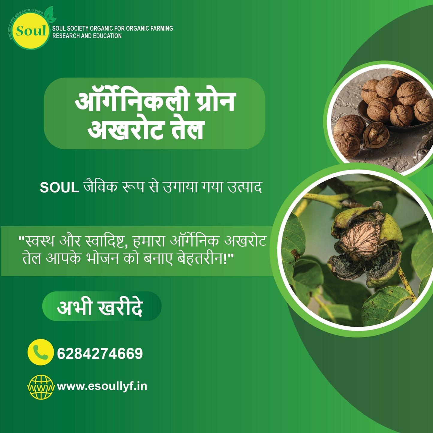 Organically Grown Walnut Oil - SOUL SOCIETY FOR ORGANIC FARMING