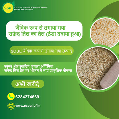 Organically Grown White Sesame Oil | Cold Pressed - SOUL SOCIETY FOR ORGANIC FARMING